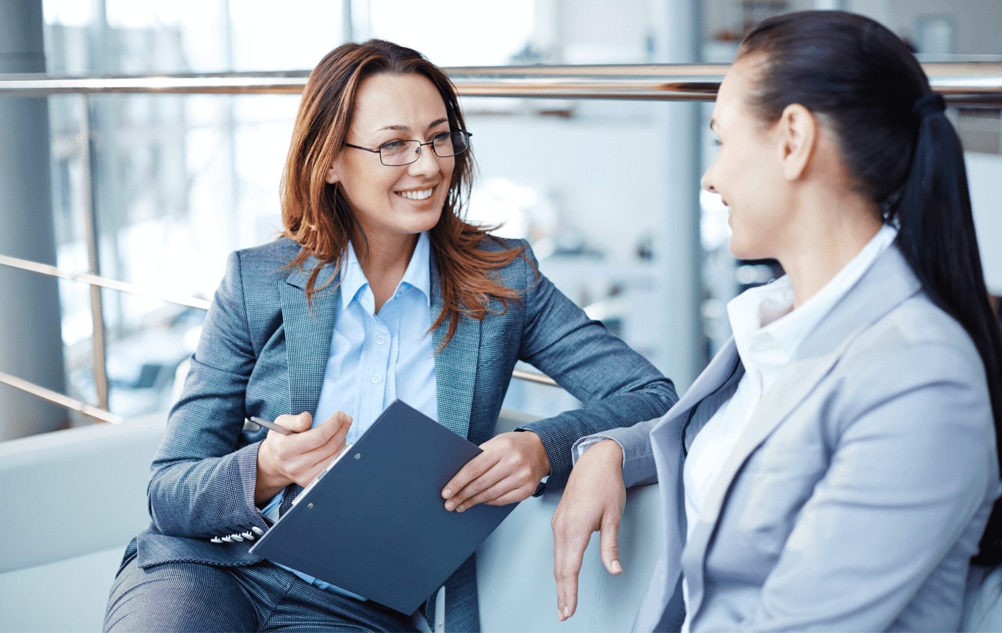 Two women having conversation