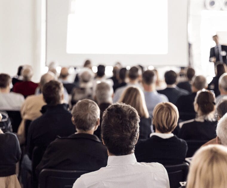 A large audience gathered