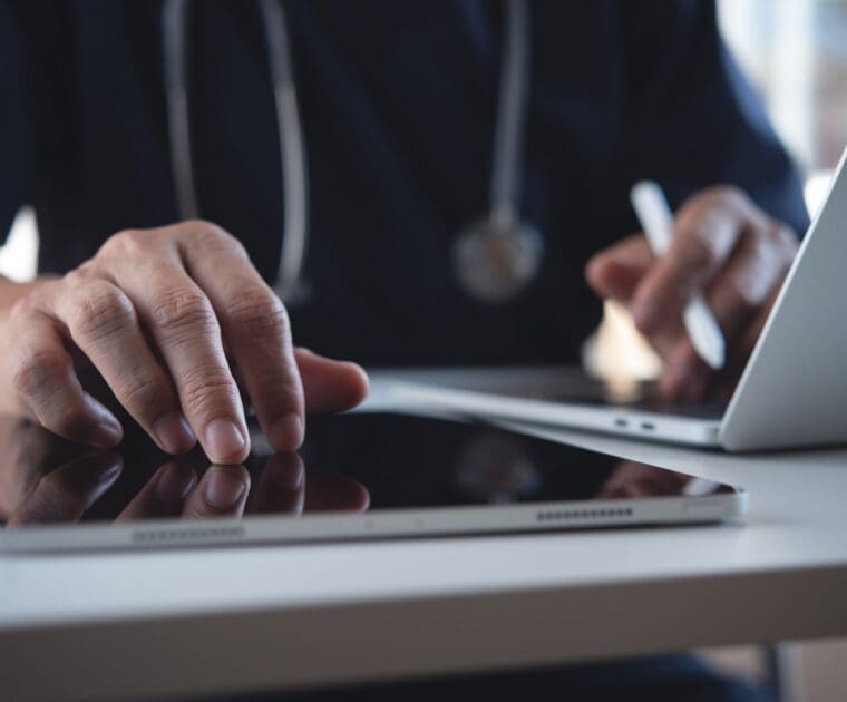 A person using a laptop