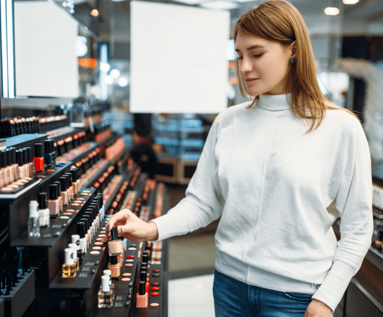 A girl choosing a nail polish
