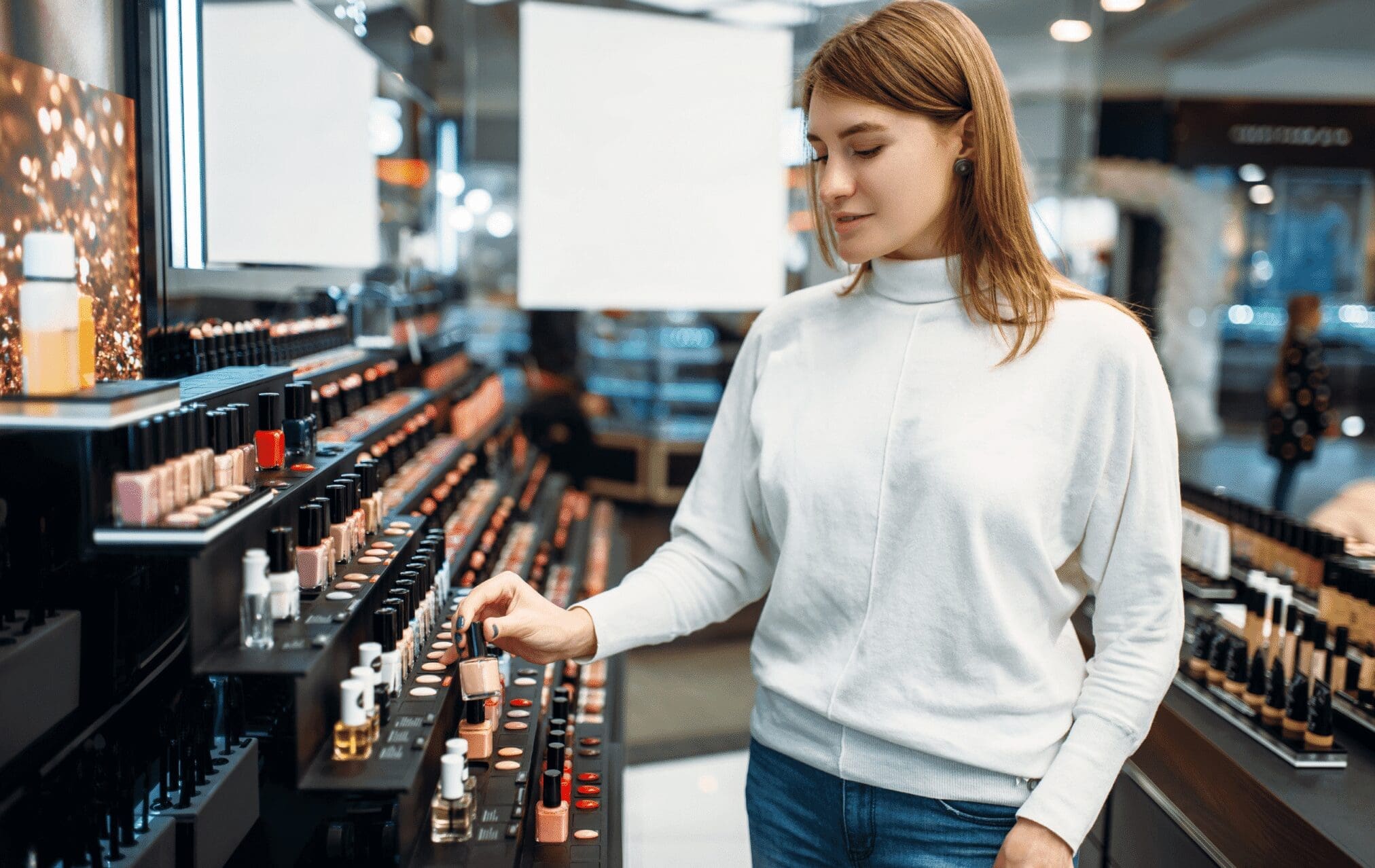 A girl choosing a nail polish