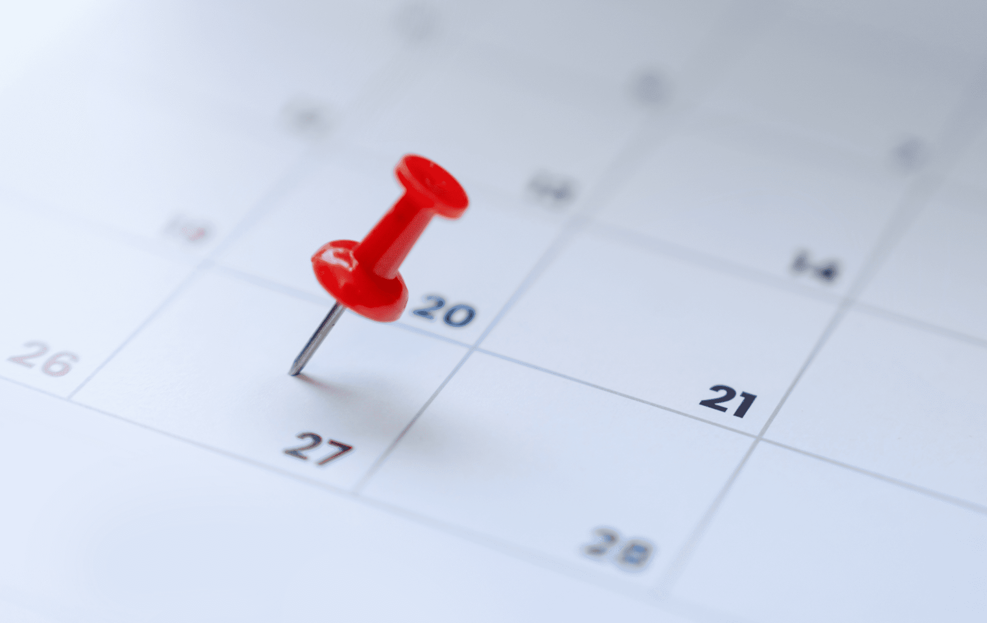 Red pin in a callendar