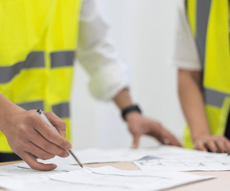 Two workers in yellow vests